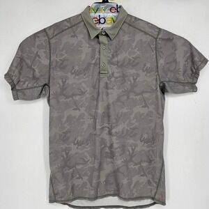 Born Primitive Polo Shirt Mens Large Performance Short Sleeve Camouflage Gray